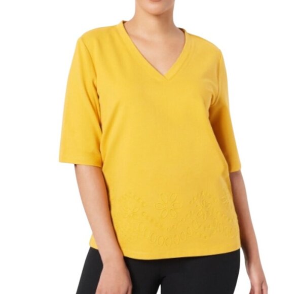 J Jason Wu French Terry Short Sleeve Sweatshirt top with Embroidery women’s 1X - Picture 1 of 10
